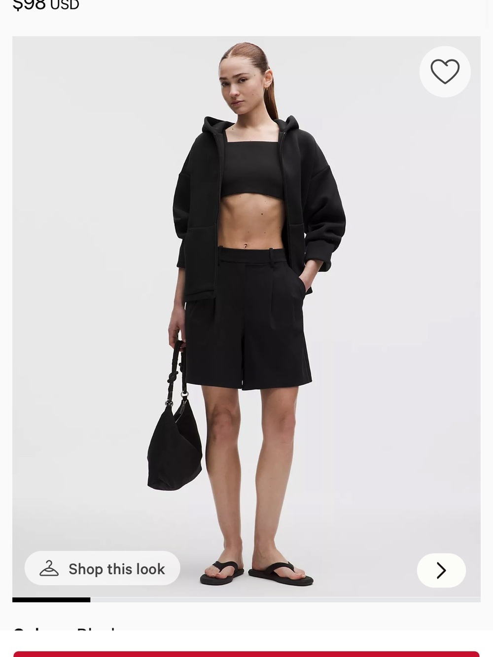 NWT! lululemon athletica Black Day-Drift Pleated High-Rise Short 7”